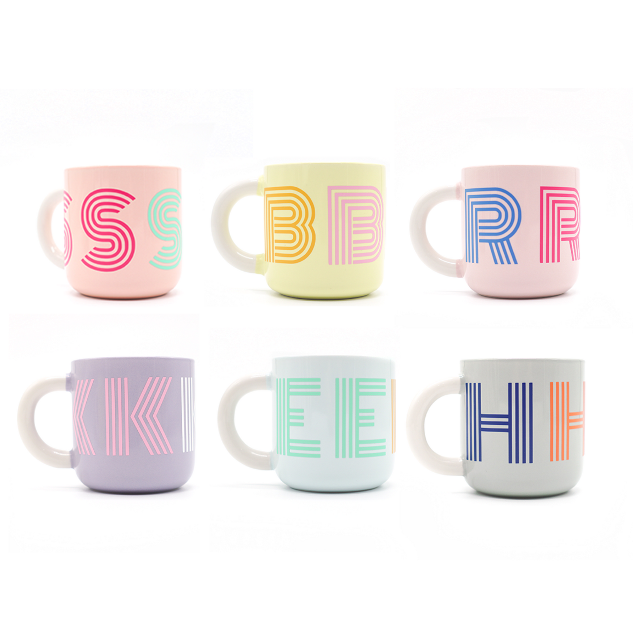 Letter Pattern Pastel Mugs