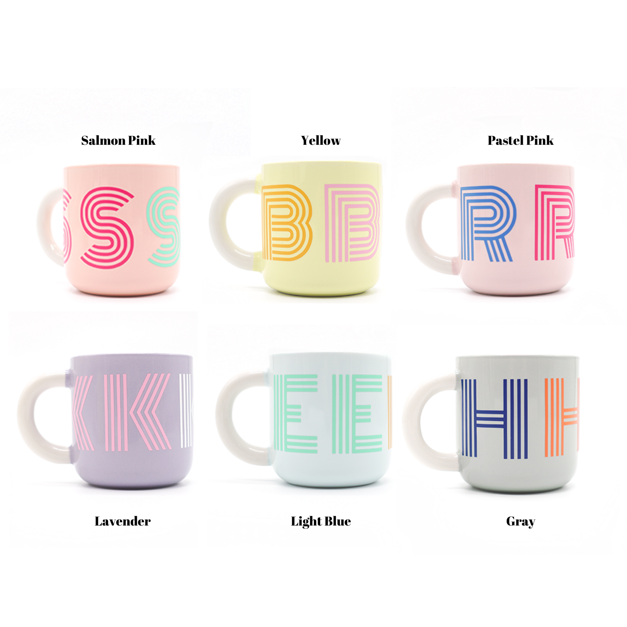 Letter Pattern Pastel Mugs