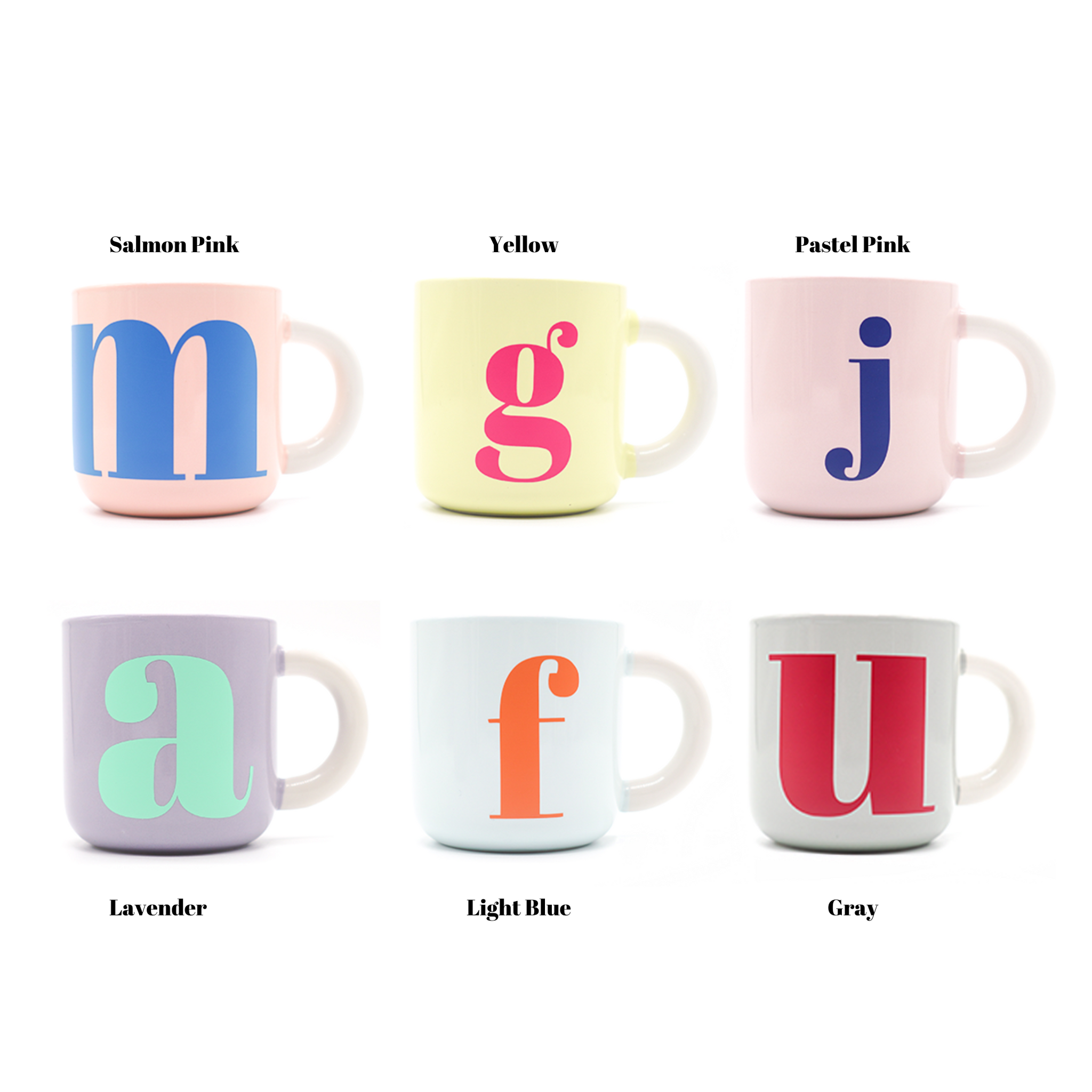 Single Letter Coffee Pastel Mugs